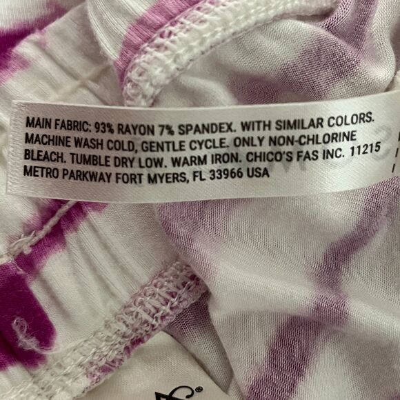 Soma Cool Nights Pajama Set Stretch Large Button Up Collar Shorts Tie Dye Comfy - Picture 11 of 11